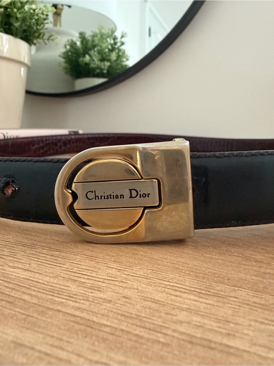 Dior Accessories - Dior women’s Black Leather Belt with Gold Christian Dior Buckle reversible